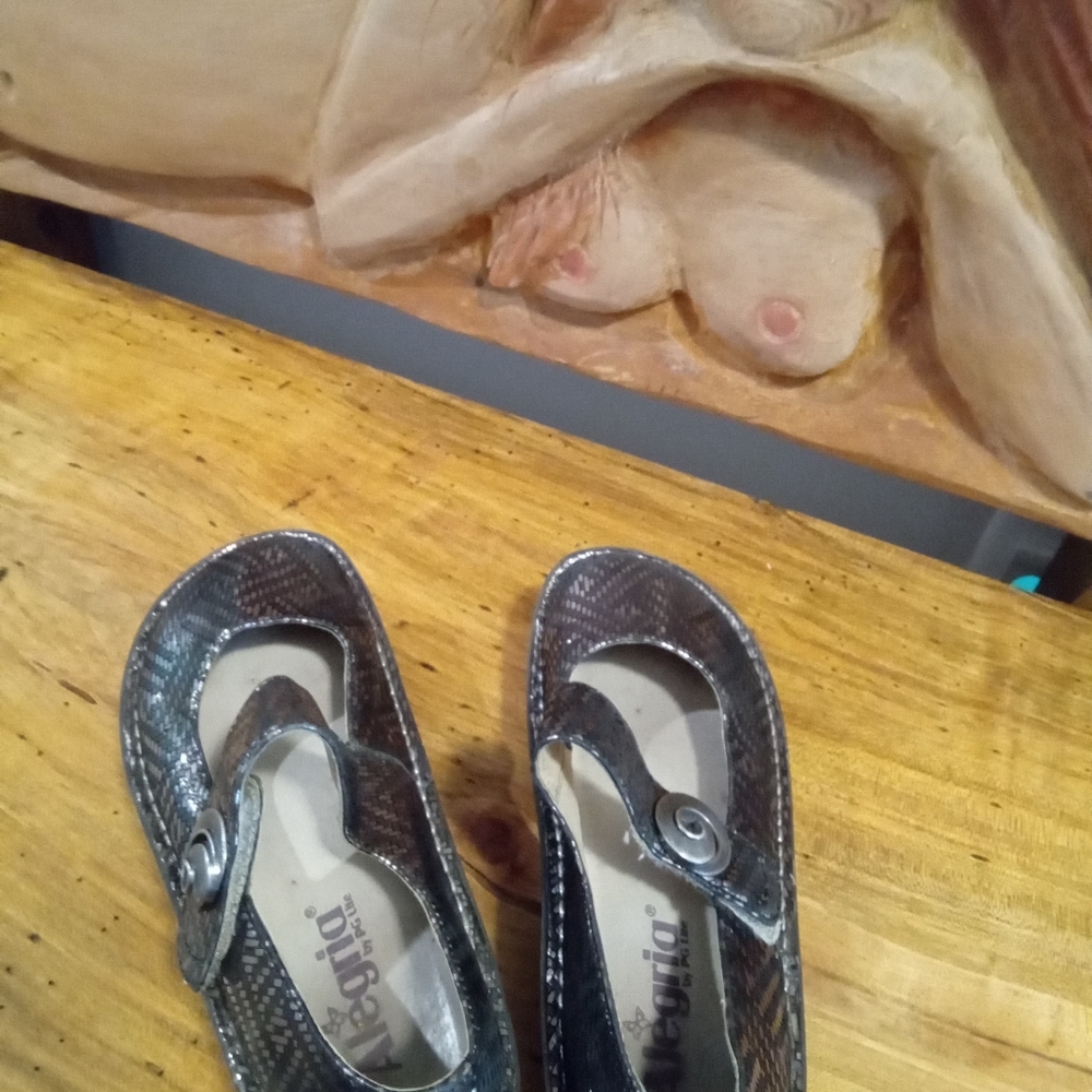 Alegria Metallic Black Woven Mary Jane Mules - Picture 11 of 11